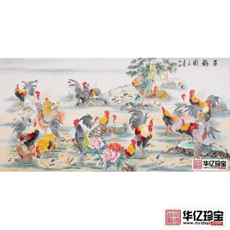 【shouc推荐】画家王建辉ZUI新八尺国画精品《百鸡图》