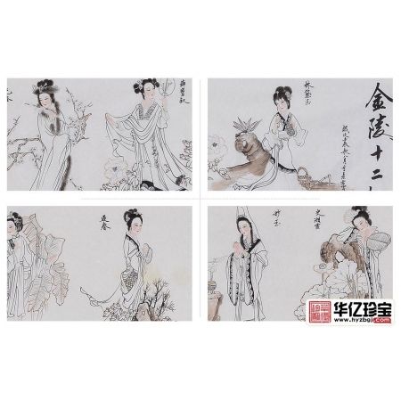 李兰君八尺横幅人物画《红楼梦》金陵十二钗