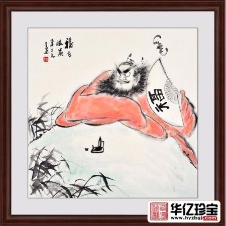 李立辰四尺斗方人物画作品《福在眼前》