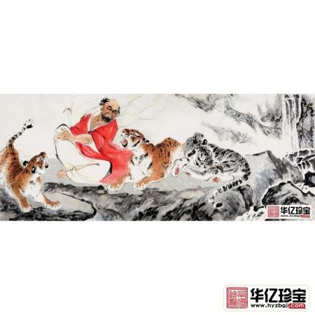 罗汉说法图 著名国画家王文强写意人物画作品