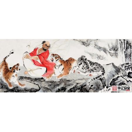 罗汉说法图 国画家王文强写意人物画作品