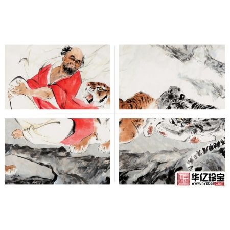 罗汉说法图 国画家王文强写意人物画作品