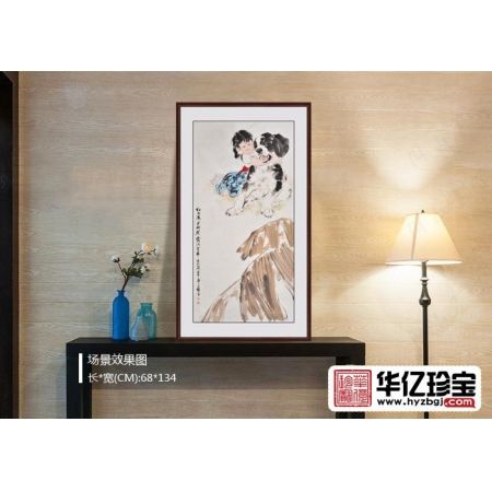 名家字画 王文强四尺竖幅现代人物画《纯真》