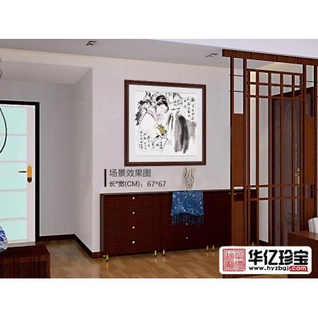 李立辰四尺斗方人物画作品《金缕衣》