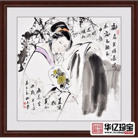 李立辰四尺斗方人物画作品《金缕衣》