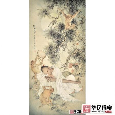 谢玉玺四尺竖幅人物画作品《醇风通灵》