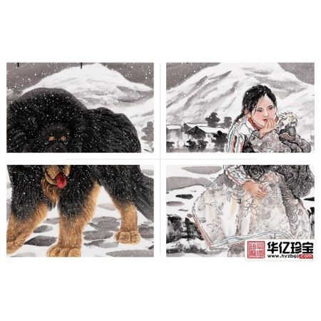 客厅挂画 玉简四尺横幅工笔人物画《高原情》