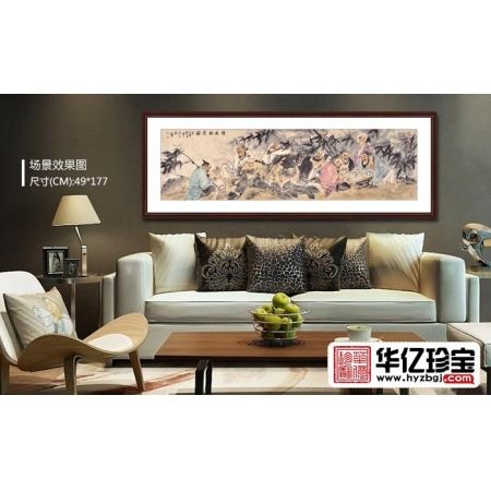 单吉牛六尺对开横幅人物画作品《清风雅集图》