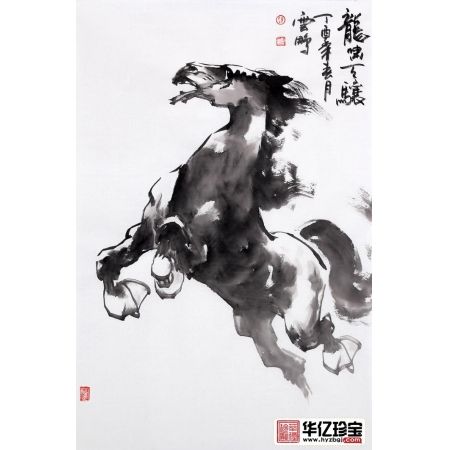 实力派画家陈云鹏四尺三裁动物画骏马图系列《龙啸天骧》