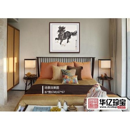 骏马图 斗方画王文强动物画马系列《一马当先》