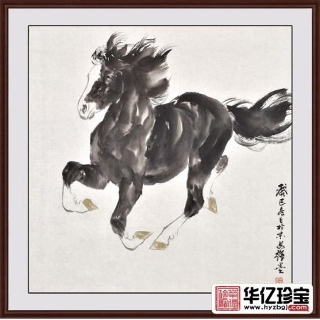 骏马图 斗方画王文强动物画马系列《一马当先》