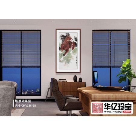 骏马图 王文强四尺竖幅写意动物画《策马奔腾》
