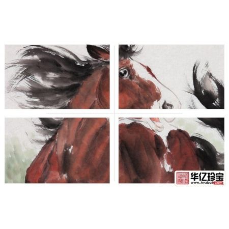 骏马图 王文强四尺竖幅写意动物画《策马奔腾》