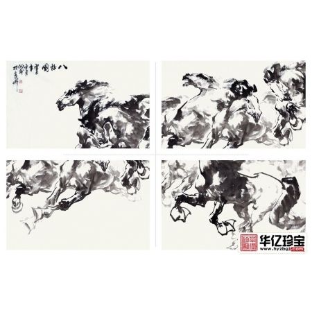 办公室挂画 路向前七尺对开动物画八骏图系列《八骏图一》