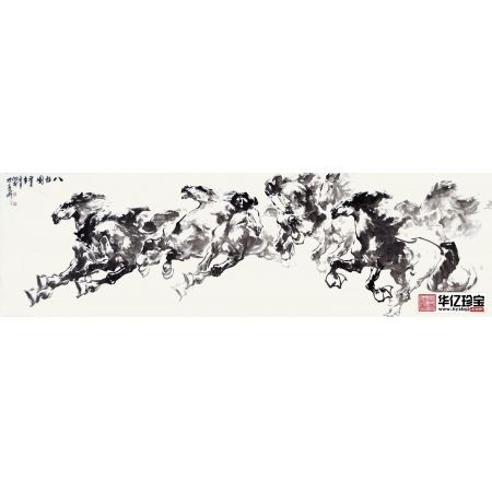 办公室挂画 路向前七尺对开动物画八骏图系列《八骏图一》