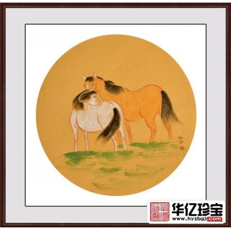 客厅装饰画 卧室挂画 仇谷工笔动物画 生肖图 骏马图《穷款》