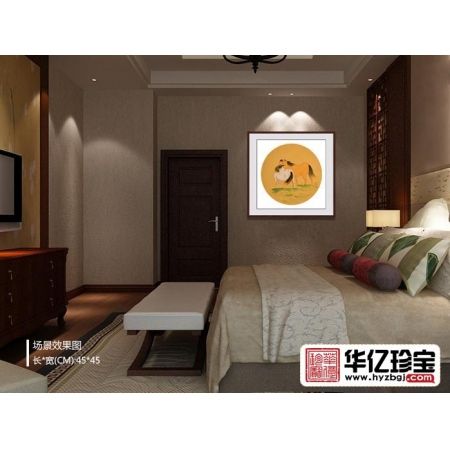 客厅装饰画 卧室挂画 仇谷工笔动物画 生肖图 骏马图《穷款》