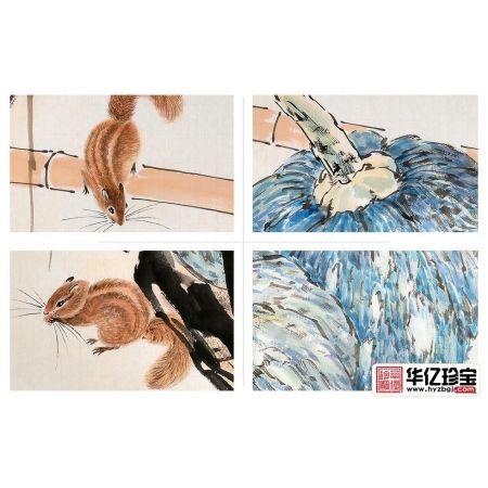 餐厅装饰画 羽墨动物画 小松鼠《只因野性干藜藿，ZUI爱山蔬带水云》