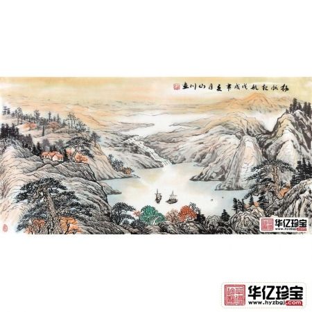 办公室挂画 名家山川四尺手绘作品《扬帆起航》