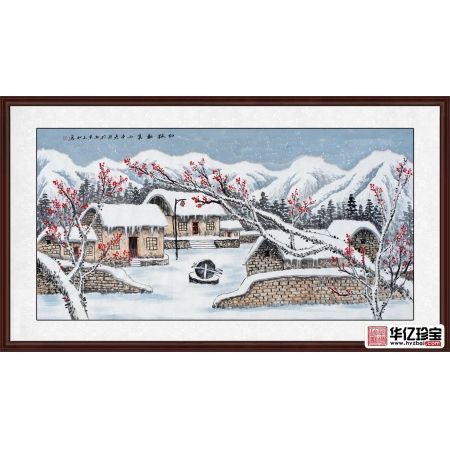 雪景山水画 易天也ZUI新力作《红梅报春》