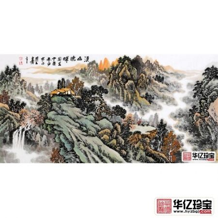 实力派专业画家马国立国画作品《溪山晚晖》