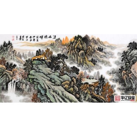 实力派专业画家马国立国画作品《溪山晚晖》