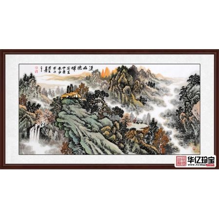 实力派专业画家马国立国画作品《溪山晚晖》