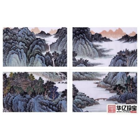 画坛黑马吴大恺四尺横幅山水画作品《云水笼碧树》