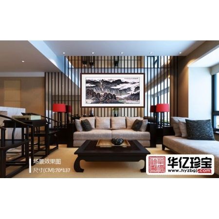 画坛黑马吴大恺四尺横幅山水画作品《松壑鸣泉》