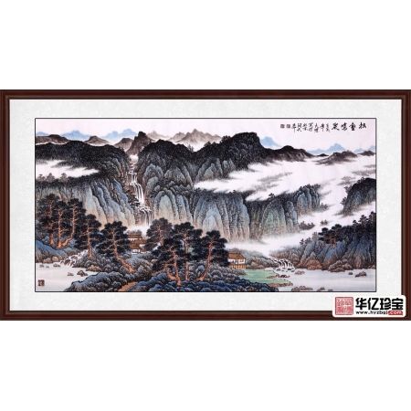画坛黑马吴大恺四尺横幅山水画作品《松壑鸣泉》