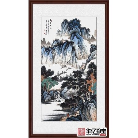 许吉尔四尺竖幅新品仿古山水画作品《云峰幽谷》