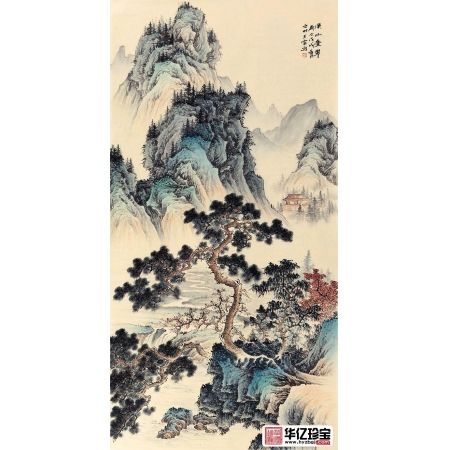 仿古装饰用画 王宁新品山水画作品《溪山叠翠》