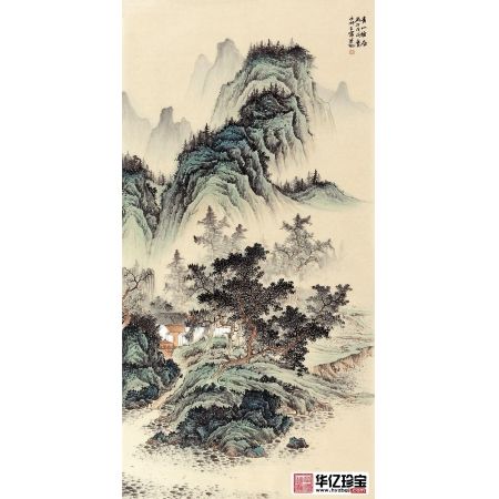 王宁新品力作四尺竖幅仿古国画《青山雅居》