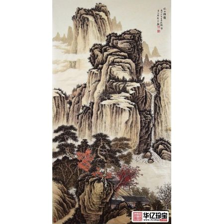 许吉尔ZUI新力作四尺竖幅仿古山水画《秋山雅韵》