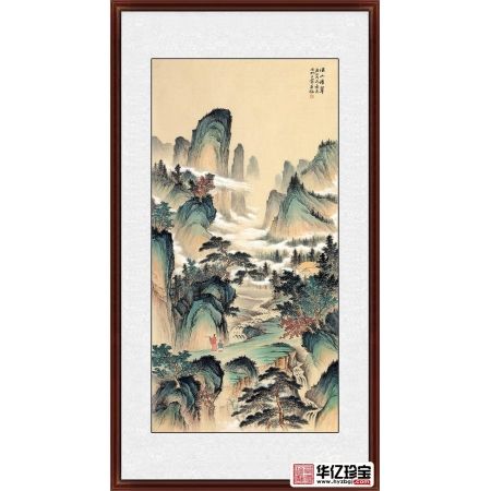 shouc必升值 王宁精品仿古山水画《溪山积翠》