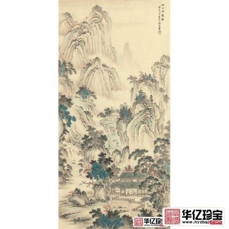 仿古山水画 王宁四尺竖幅山水画精品力作《秋山问道图》