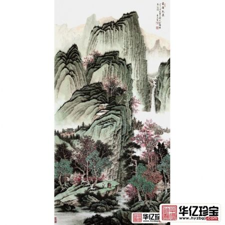 许吉尔ZUI新力作四尺竖幅仿古山水画《云岭飞泉》