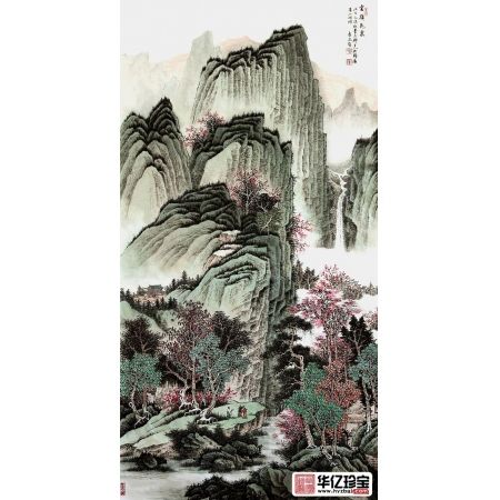 许吉尔ZUI新力作四尺竖幅仿古山水画《云岭飞泉》