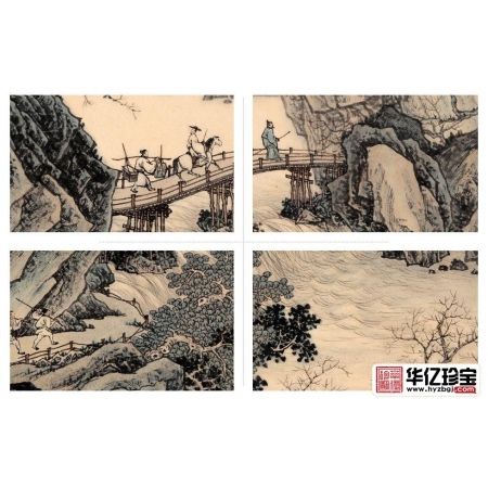 精品仿古画 林德坤四尺竖幅国画《春山游骑图》