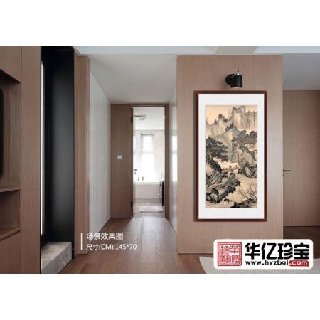 精品仿古画 林德坤四尺竖幅国画《春山游骑图》