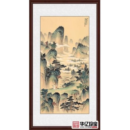 王宁竖幅四尺仿古精品画《祥云绕家山》