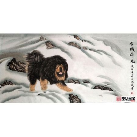 肖亚威四尺横幅动物画藏獒《雪域雄风》