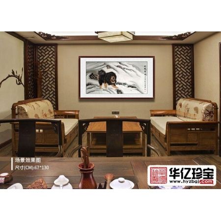 肖亚威四尺横幅动物画藏獒《雪域雄风》