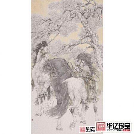 事业运装饰画 陈云鹏六尺竖幅动物画 骏马图《穷款》