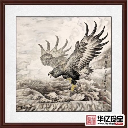 书房挂画大展宏图 王建辉斗方工笔动物画《鹏程万里》