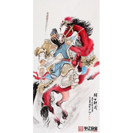 李林宏ZUI新力作四尺竖幅写意人物画《关公神威》