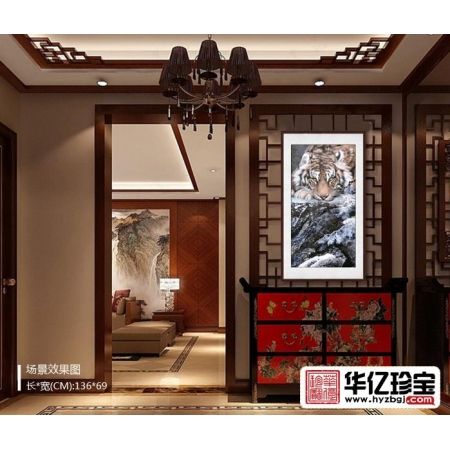 镇宅祈福 吉林美协曲展四尺竖幅国画虎《威震山河》