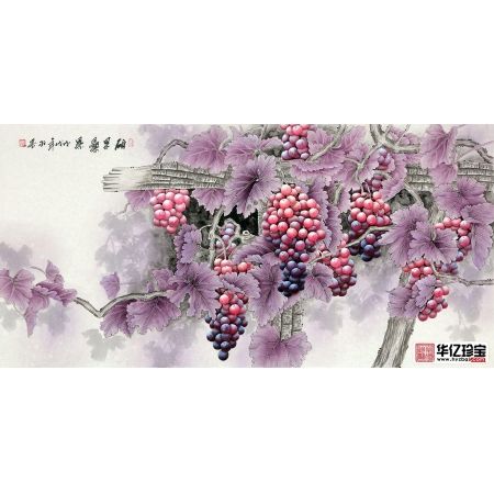 新生代潜力画家羽墨新品国画葡萄图《硕果累累》