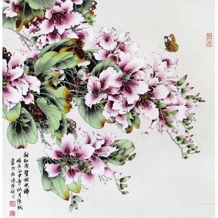 张斌《青红浅绿相映辉》花鸟画