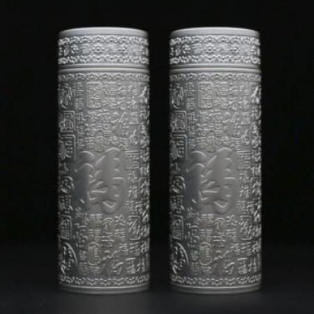 3D白银浮雕工艺 百福足银杯2个